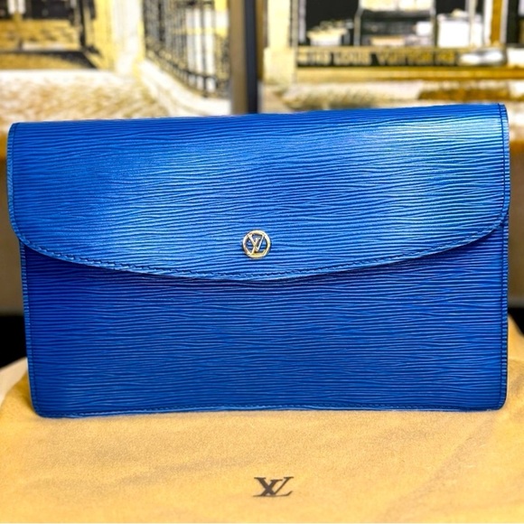 Louis Vuitton Handbags - Louis Vuitton Blue Epi Leather Clutch